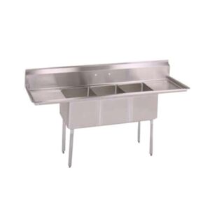 John Boos & Co. - E3S8101410T15X - 15 in 3 Compartment Sink with Right and Left Drainboard