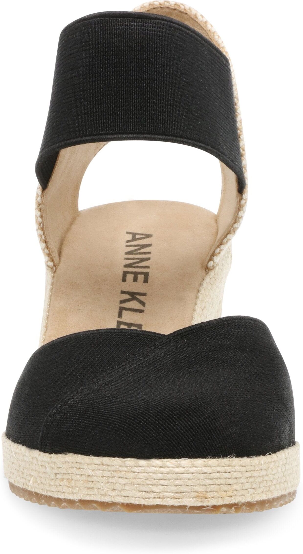 Anne Klein Women's Zoey Round Toe Espadrille Wedges in Black size 1/2"