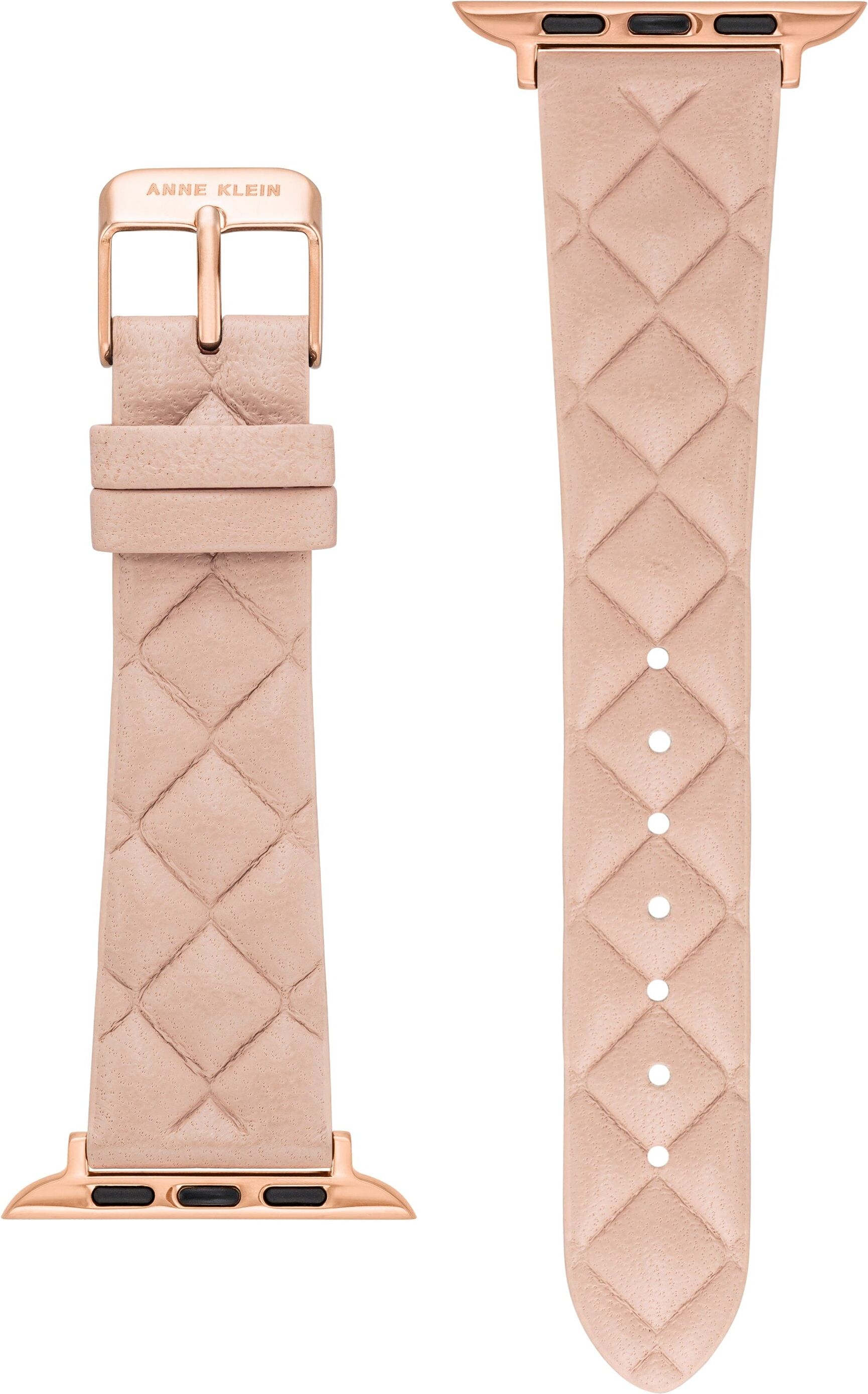 Anne Klein Women's Quilted Leather Band for Apple Watch in Blush Pink/Rose Gold-Tone size 38/40/41mm