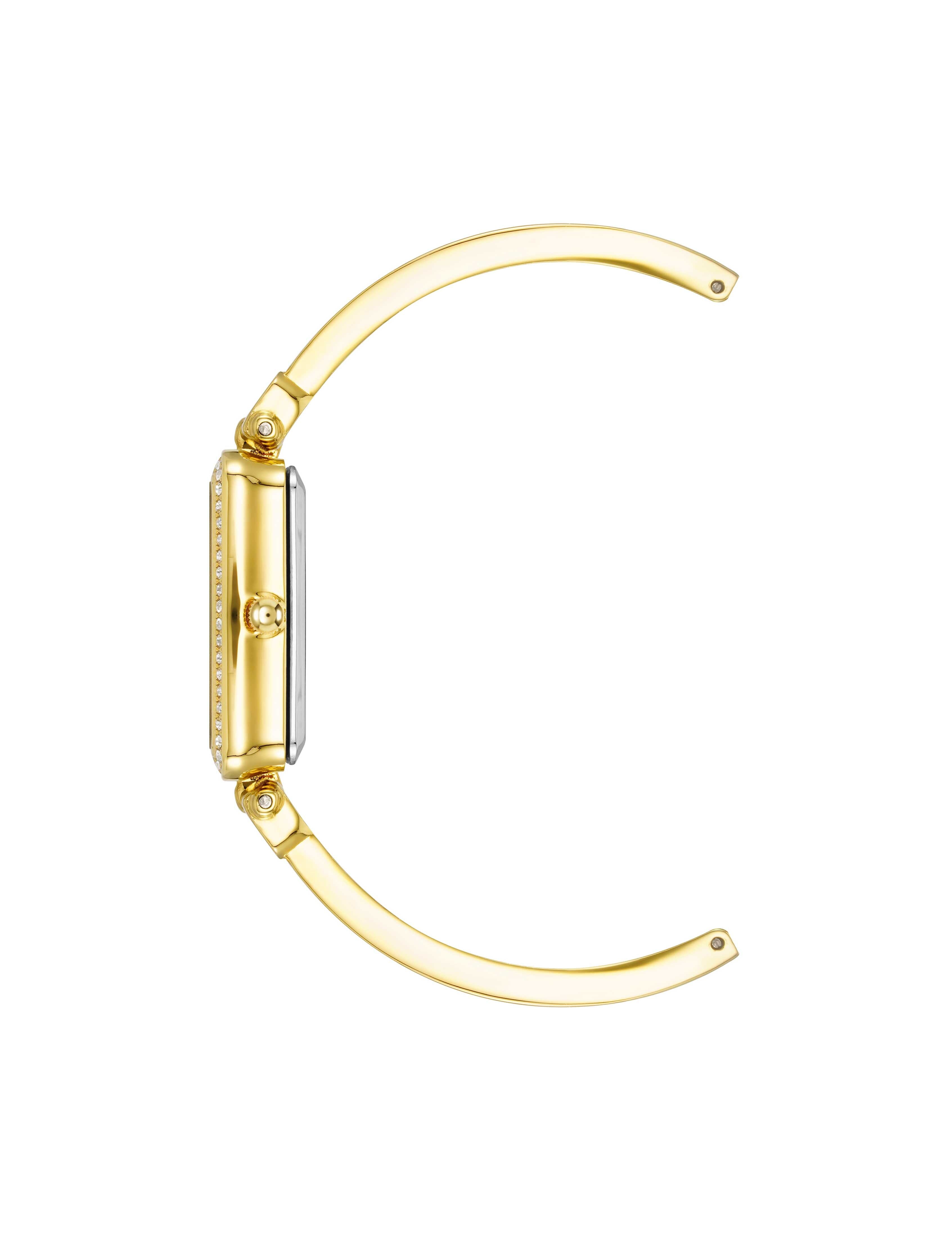 Anne Klein Women's Rectangular Case Watch and Bracelet Set in Tan/Gold-Tone