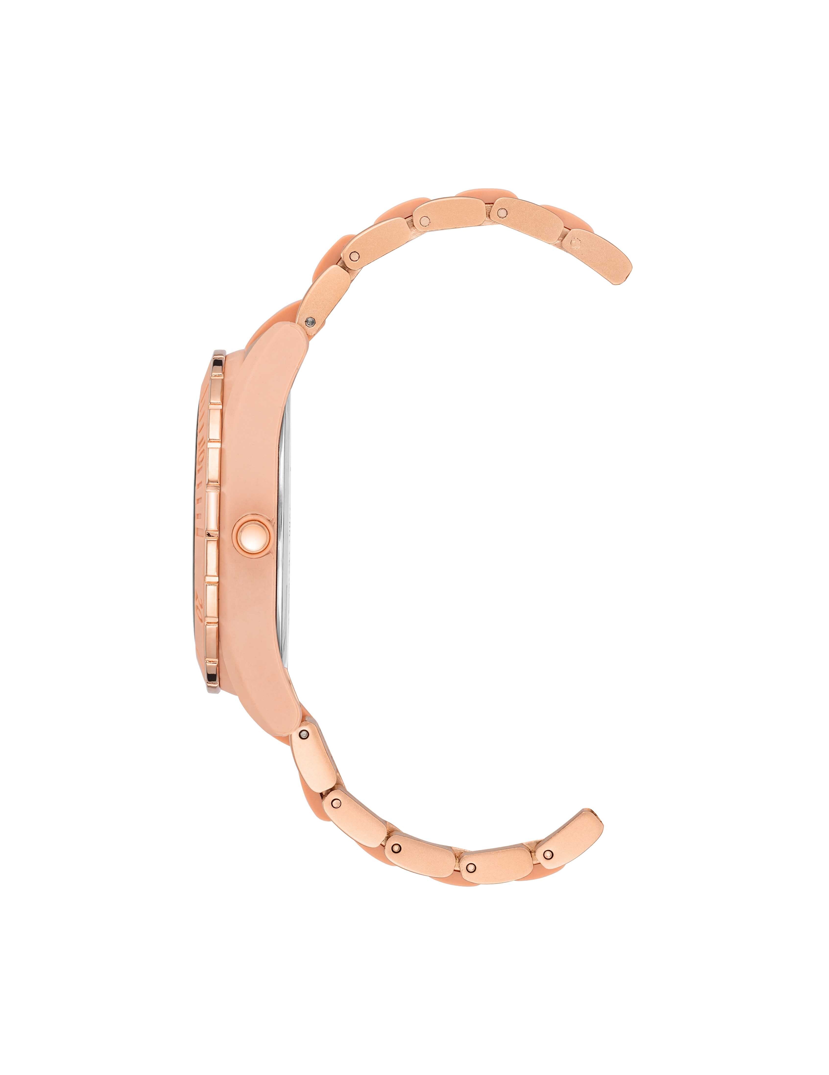 Anne Klein Women's Consider It Solar Recycled Ocean Plastic Bracelet Watch in Pink&Rose Gold-Tone