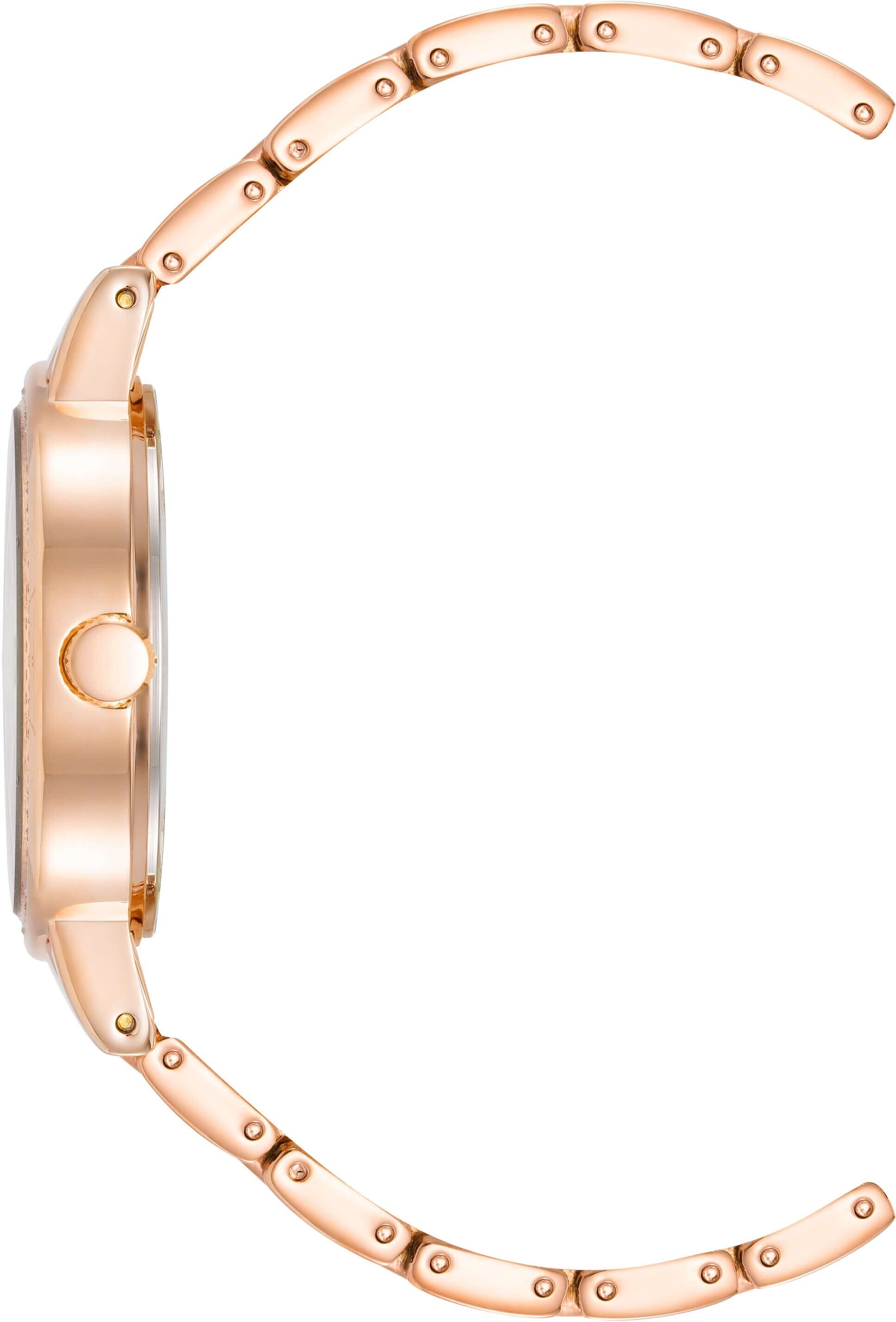 Anne Klein Women's Mother of Pearl Crystal Accented Bracelet Watch in Rose Gold-Tone