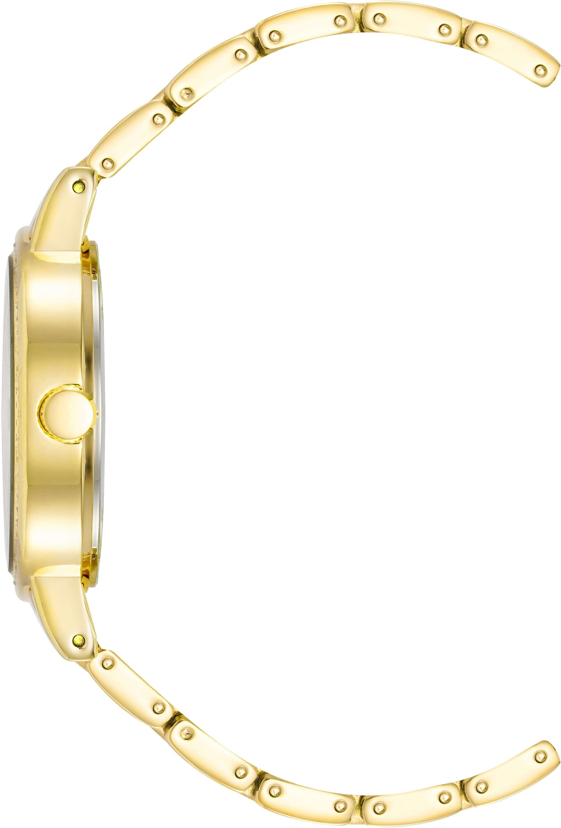 Anne Klein Women's Mother of Pearl Crystal Accented Bracelet Watch in Gold-Tone