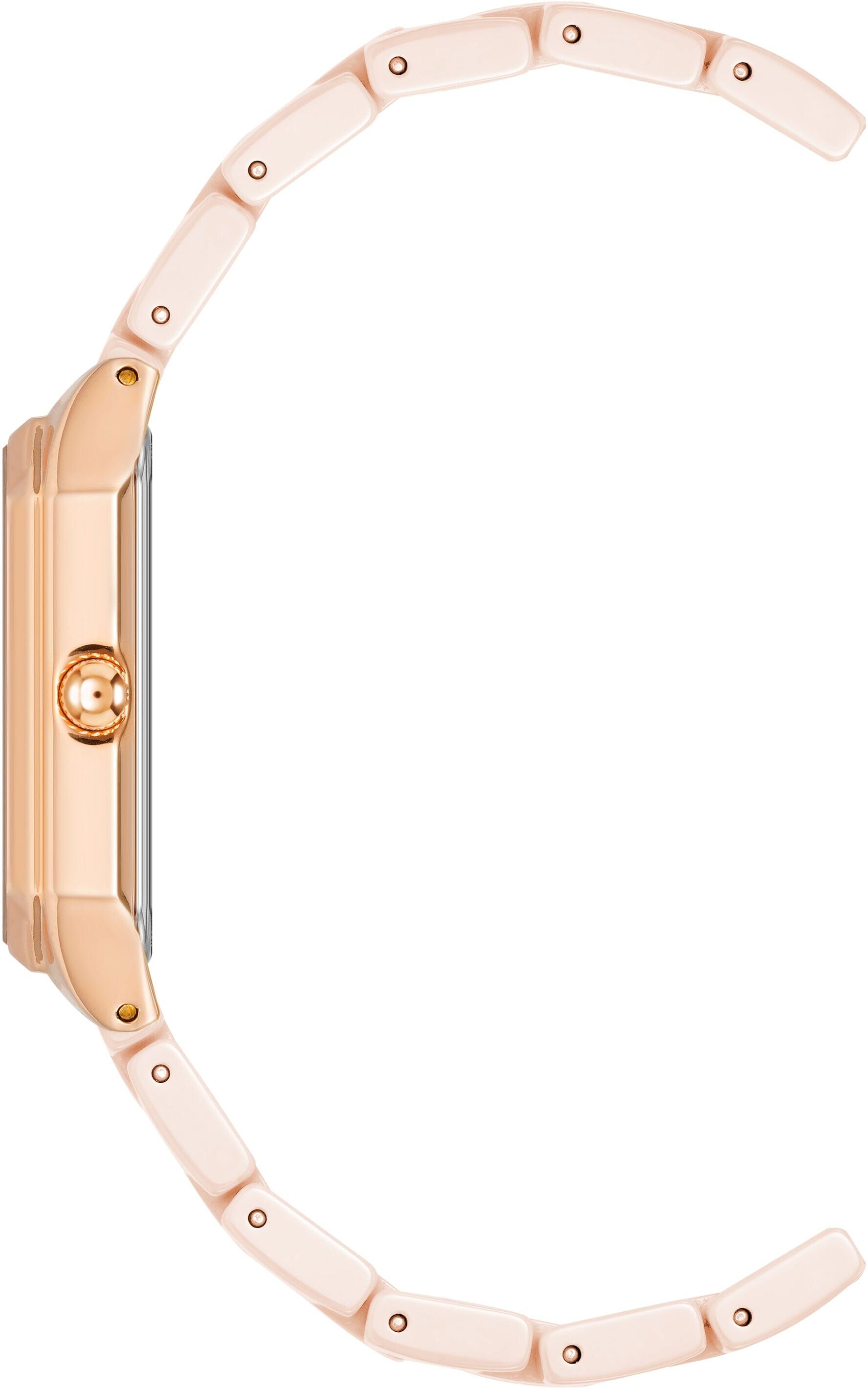 Anne Klein Women's Octagonal Ceramic Diamond Dial Watch in Rose Gold-Tone / Blush Pink