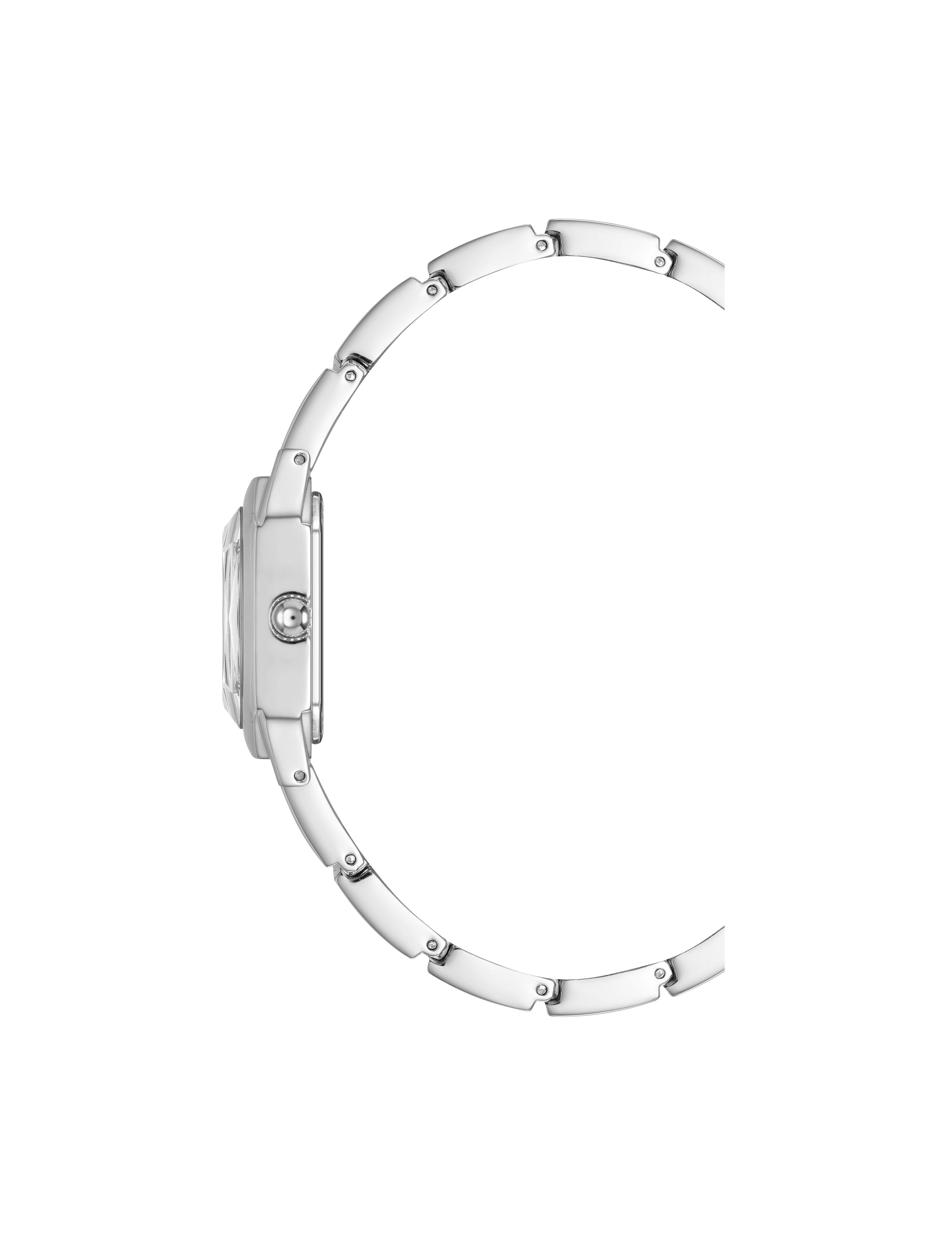 Anne Klein Women's Iconic Octagonal Crystal Bracelet Watch in Silver-Tone