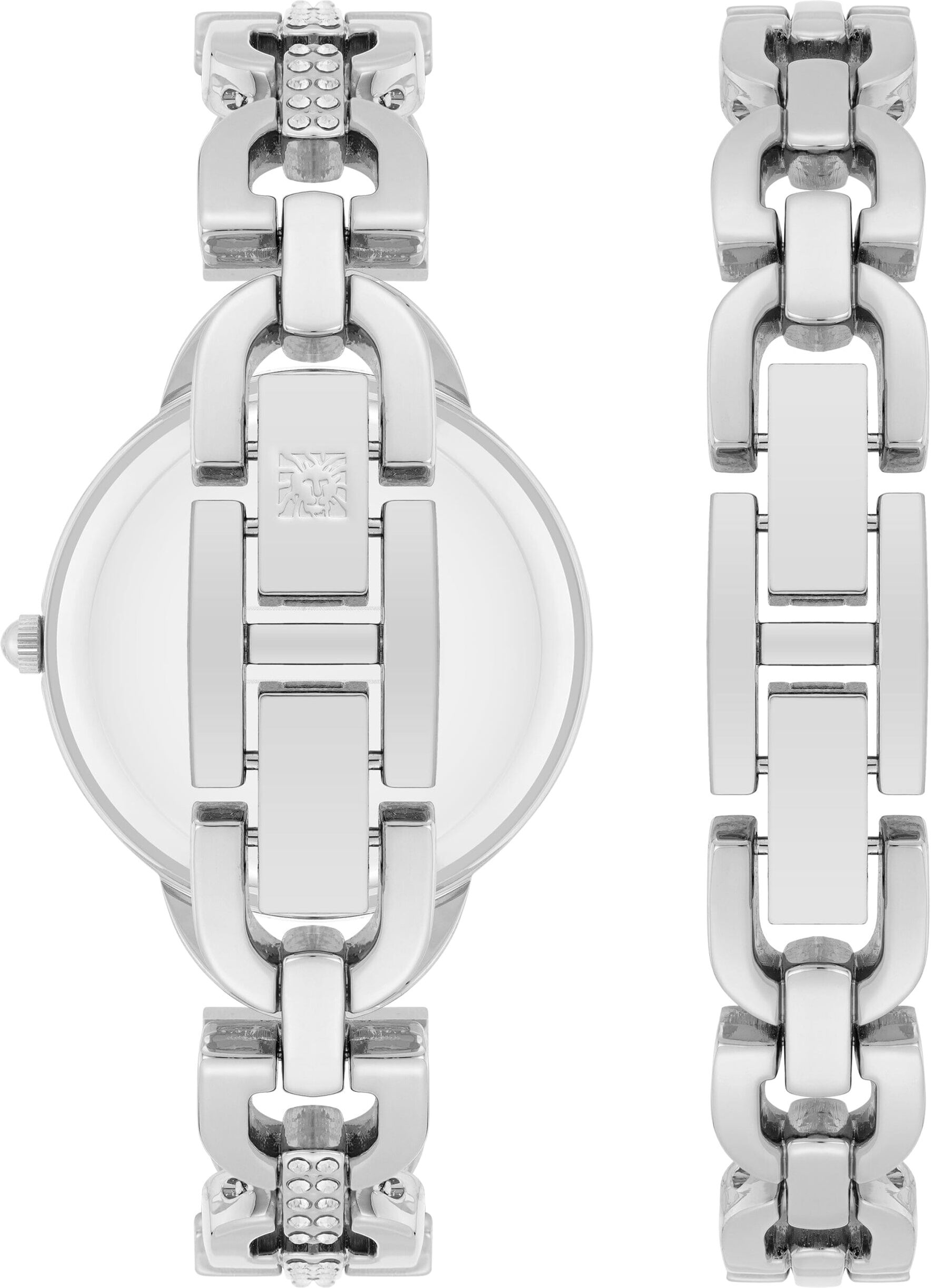 Anne Klein Women's D-Link Crystal bracelet Watch Set in Silver-Tone