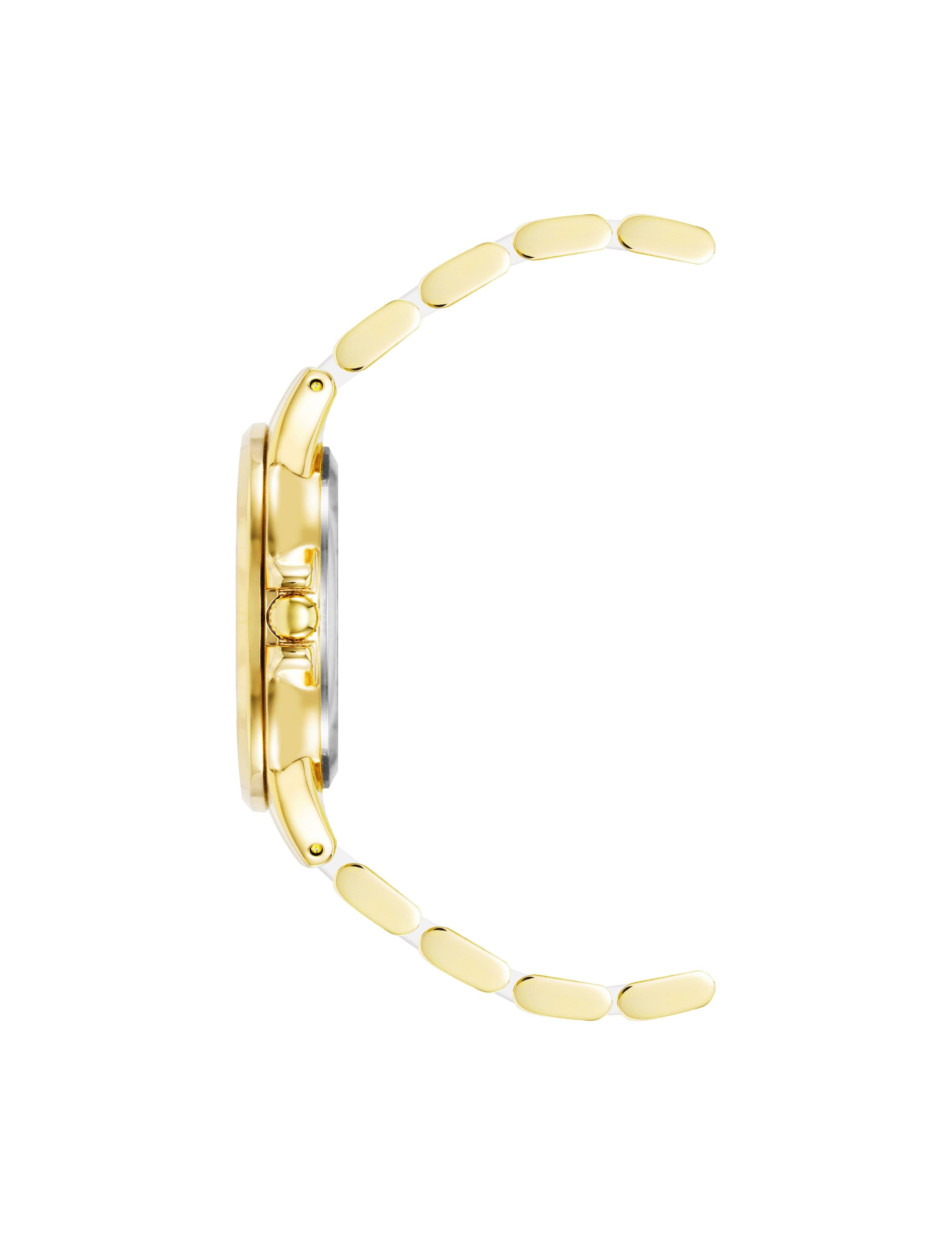 Anne Klein Women's Diamond Accented Ceramic Boyfriend Watch in White/Gold-Tone
