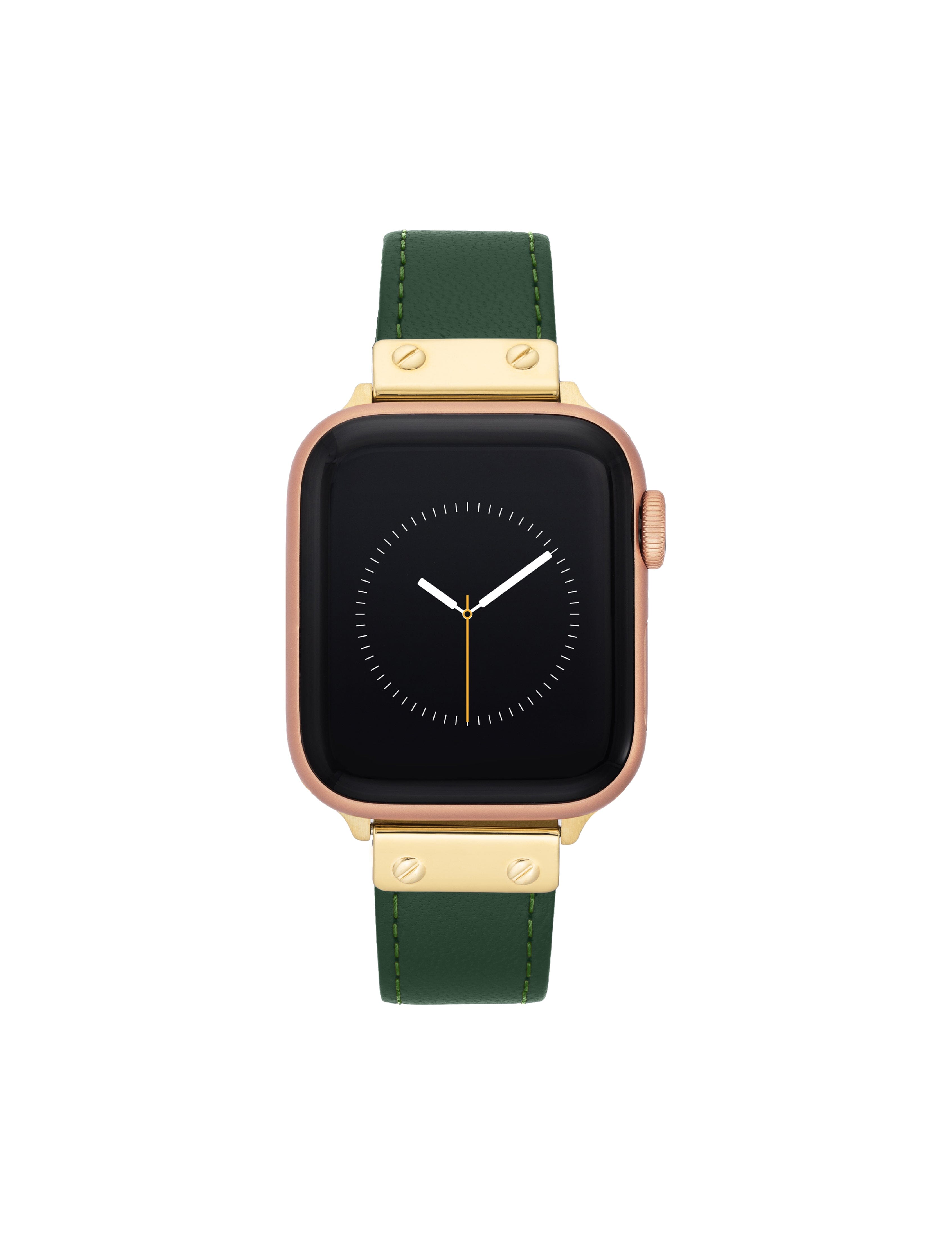 Anne Klein Women's Leather Band for Apple Watch in Gold-Tone / Green size 42/44/45/Ultra(49mm)