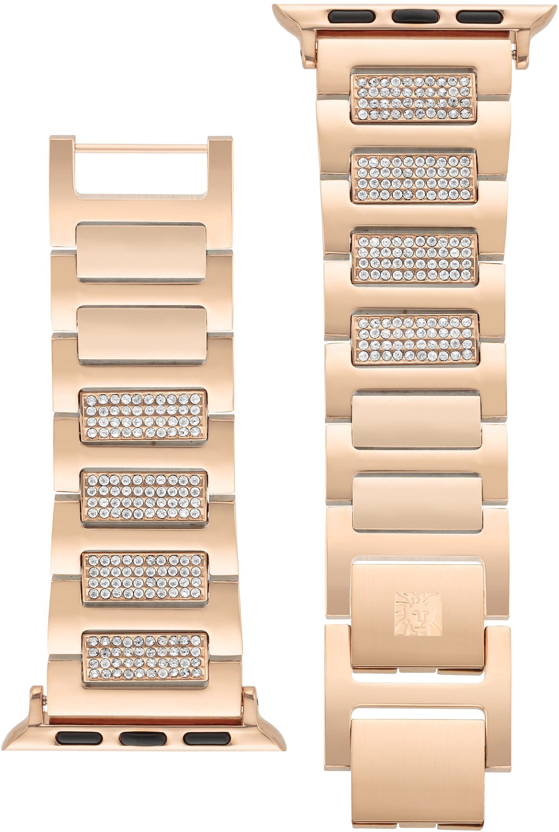 Anne Klein Women's Premium Crystals Link Band for Apple Watch in Rose Gold-Tone size 42/44/45/Ultra(49mm)