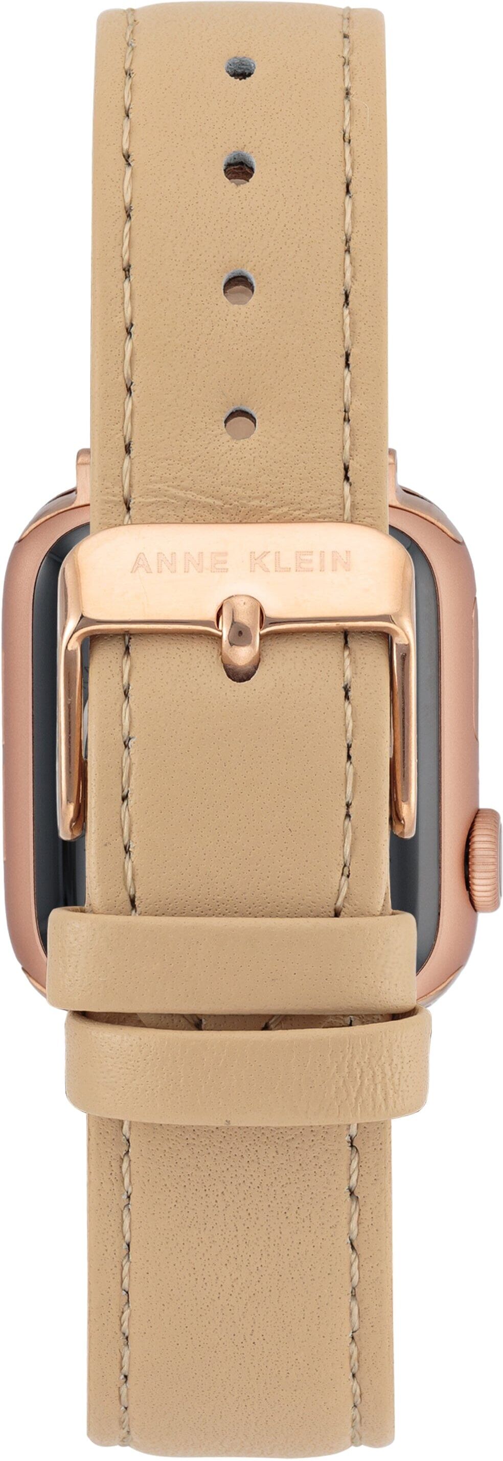 Anne Klein Women's Chain Link Bracelet and Leather Band Set for Apple Watch in Blush / Silver-Tone / Rose Gold-Tone size 42/44/45/Ultra(49mm)