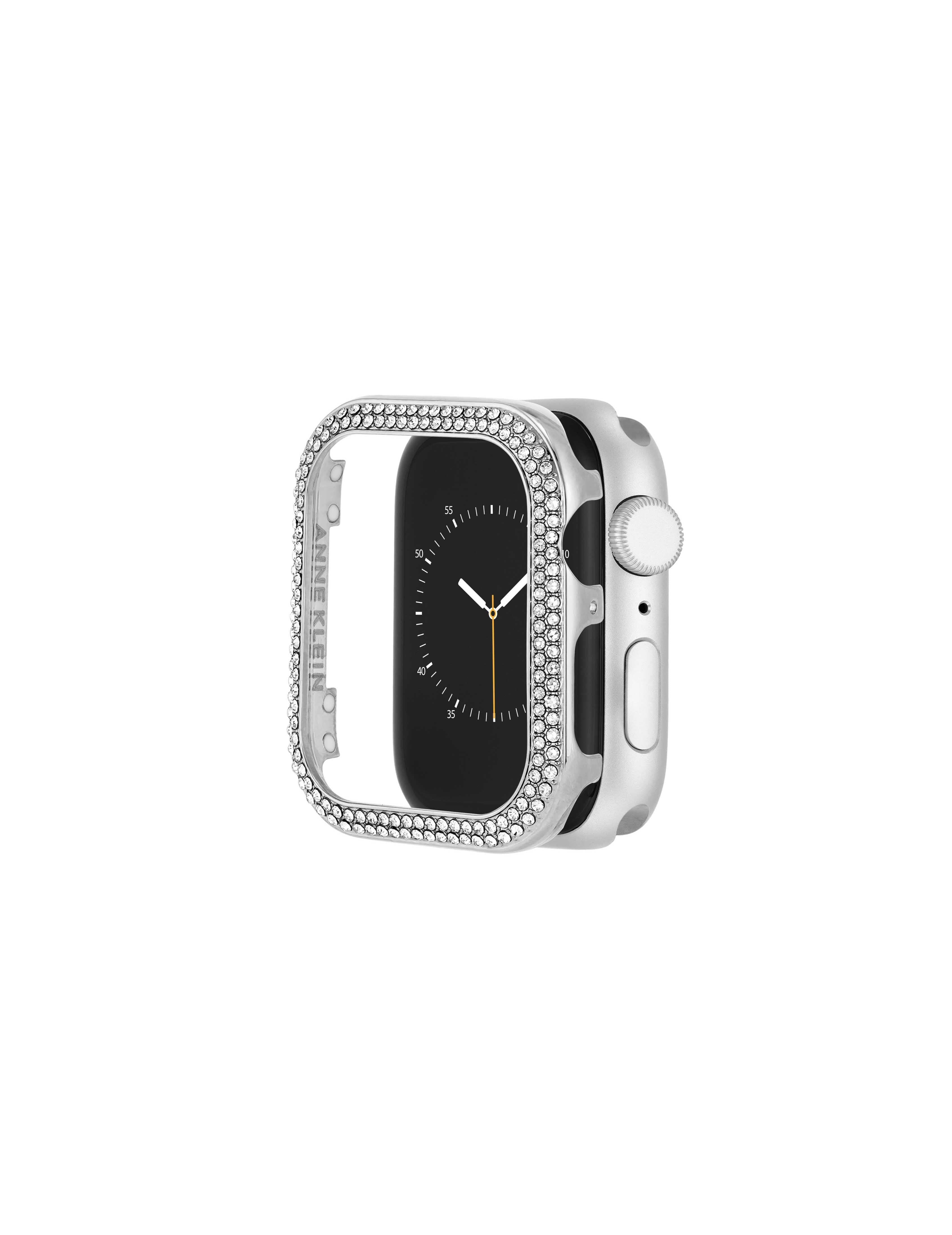 Anne Klein Women's Premium Crystals Protective Bumper for Apple Watch in Silver-Tone size 44mm