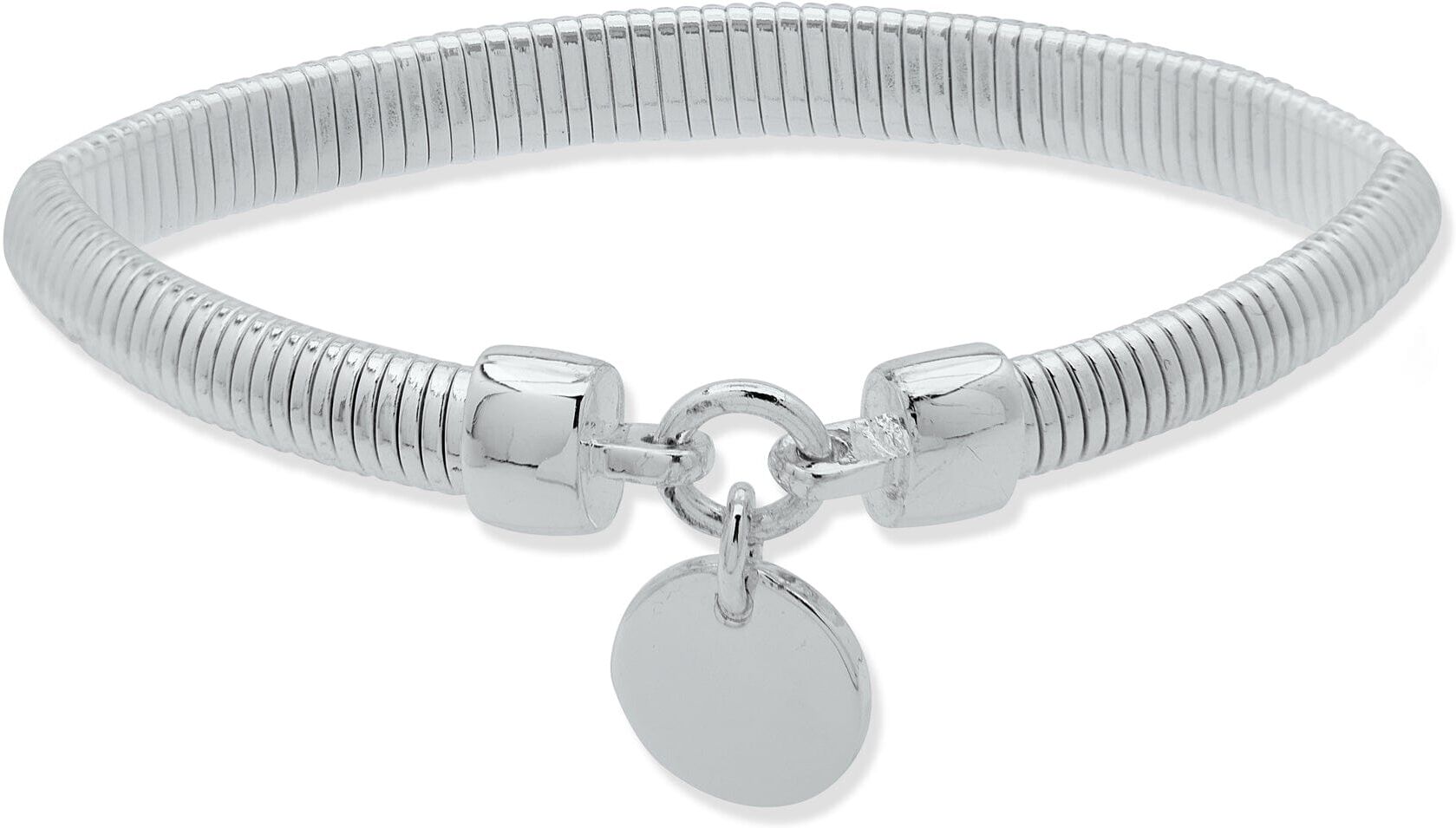 Anne Klein Women's Omega Stretch Bracelet with Coin in Silver Tone size 2.75"