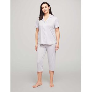 Anne Klein Women's Short Sleeve Capri Pajama Set in Grey Stripe size Large