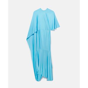 Stella McCartney - Asymmetric Cape Sleeve Dress, Woman, Aqua Blue, Size: 44