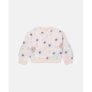 Stella McCartney - Graphic Flower Print Frill Trim Sweatshirt, Pink, Size: 12