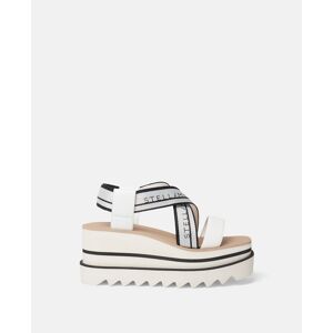 Stella McCartney - Sneak-Elyse Striped Platform Sandals, Woman, White/Black, Size: 38