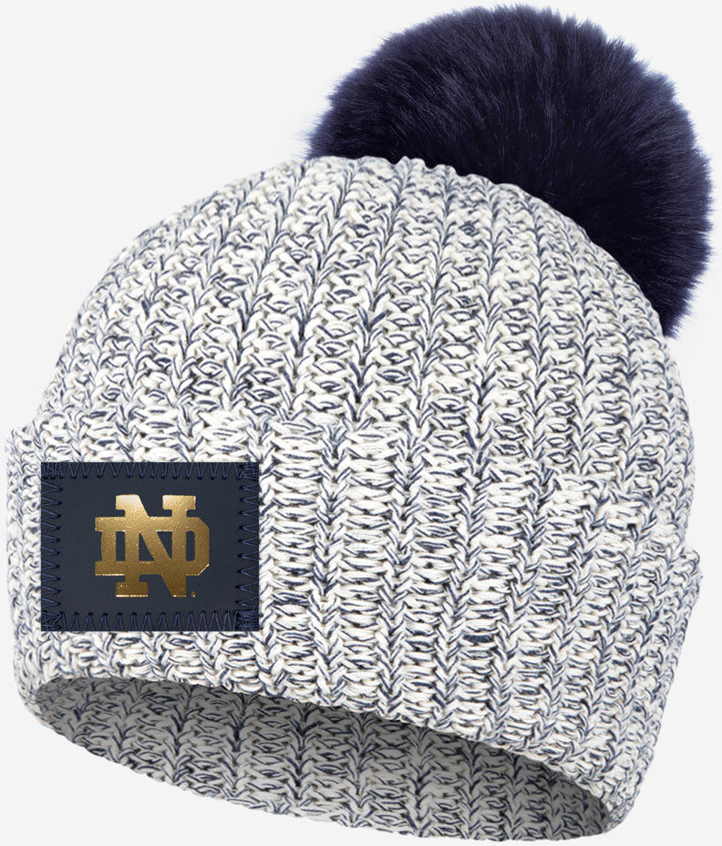 Love Your Melon Notre Dame Fighting Irish Navy Speckled Pom Beanie