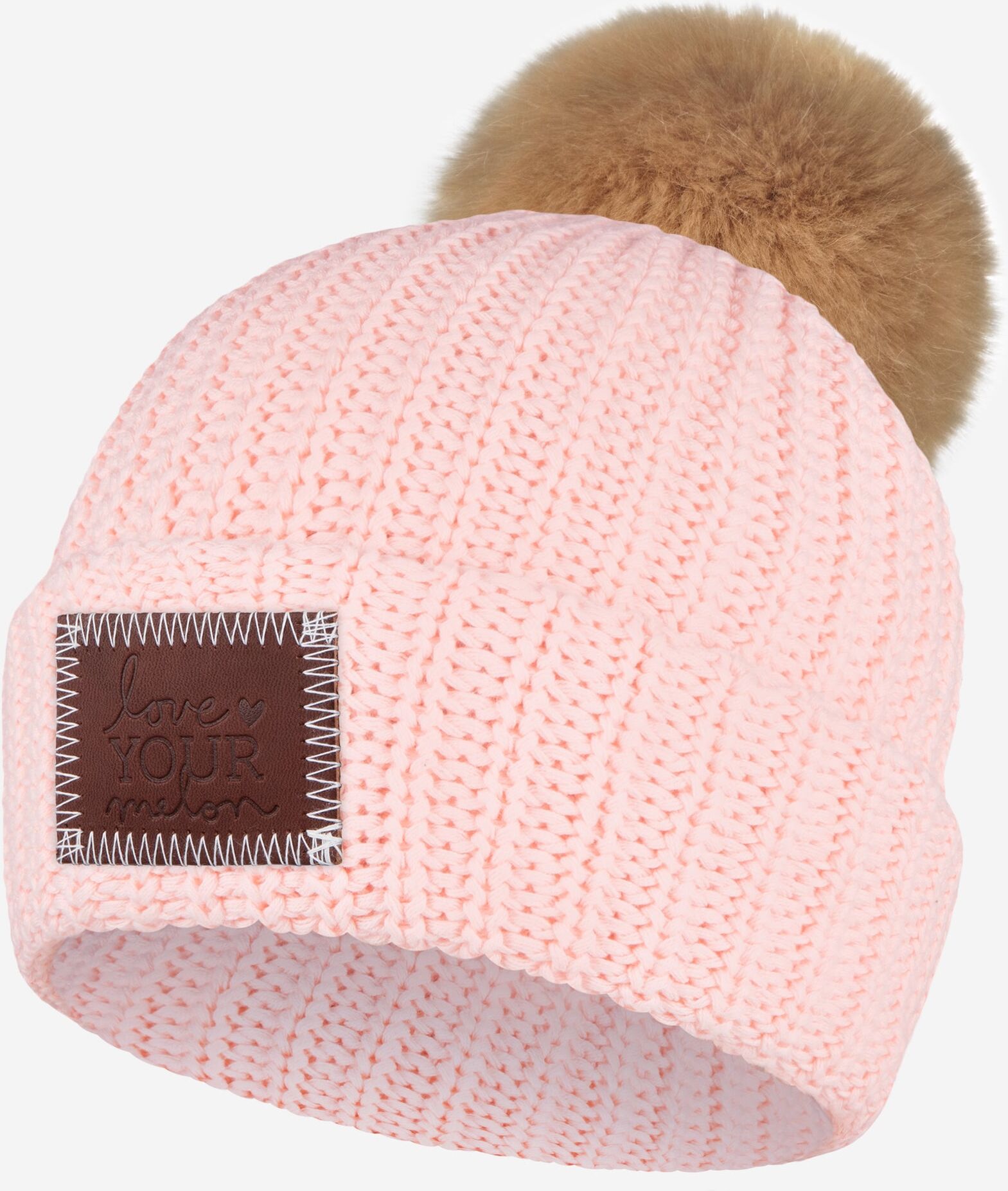 Love Your Melon Blush Pom Beanie (Natural Pom)