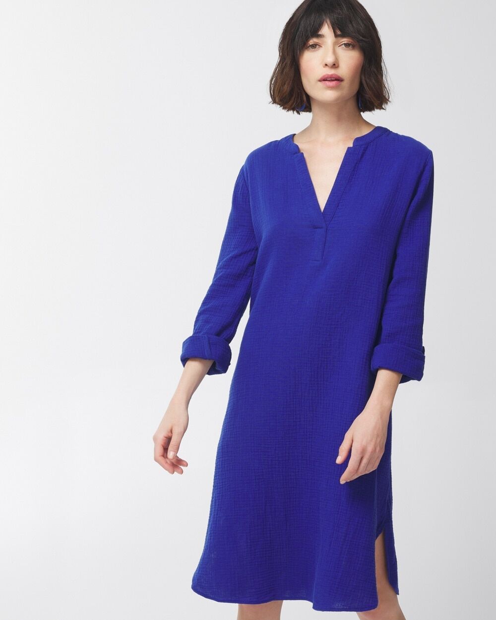 Chico's Off The Rack Women's Gauze Midi Dress in Stratus Blue Size 16/18   Chico's Outlet - Stratus Blue - Women - Size: 16/18