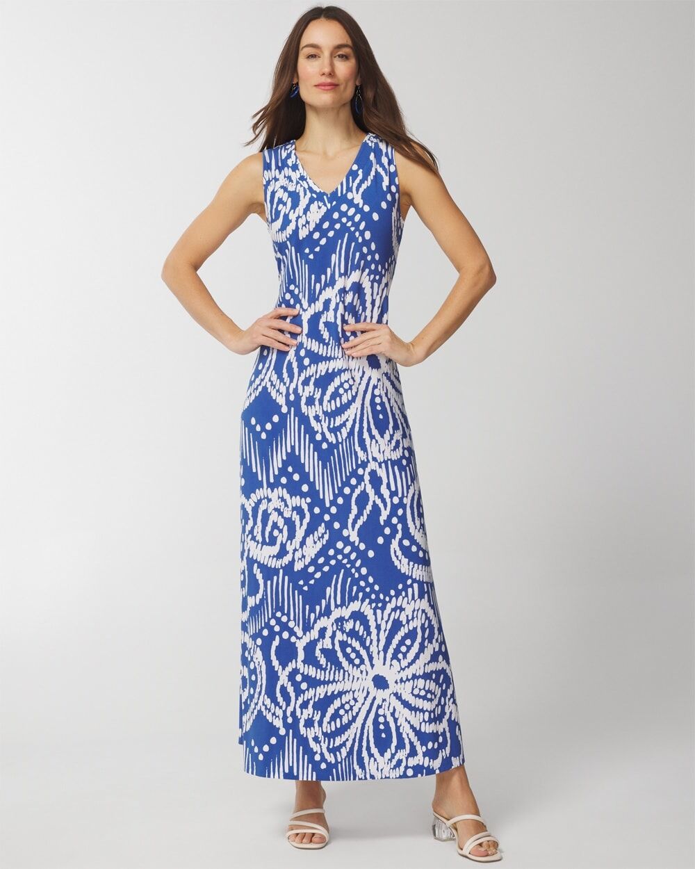 Chico's Off The Rack Women's Spot Floral Maxi Dress in Navy Peony Size 12/14   Chico's Outlet, Spring Dresses - Navy Peony - Women - Size: 12/14