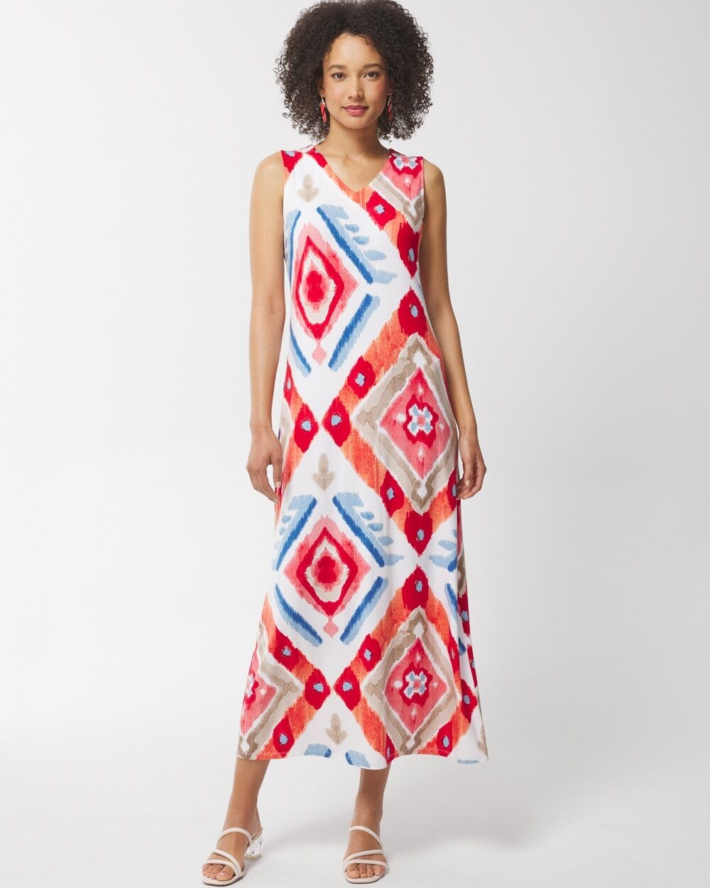 Chico's Off The Rack Women's Exploded Ikat Maxi Dress in Hot Pepper Size 16/18   Chico's Outlet, Spring Dresses - Hot Pepper - Women - Size: 16/18