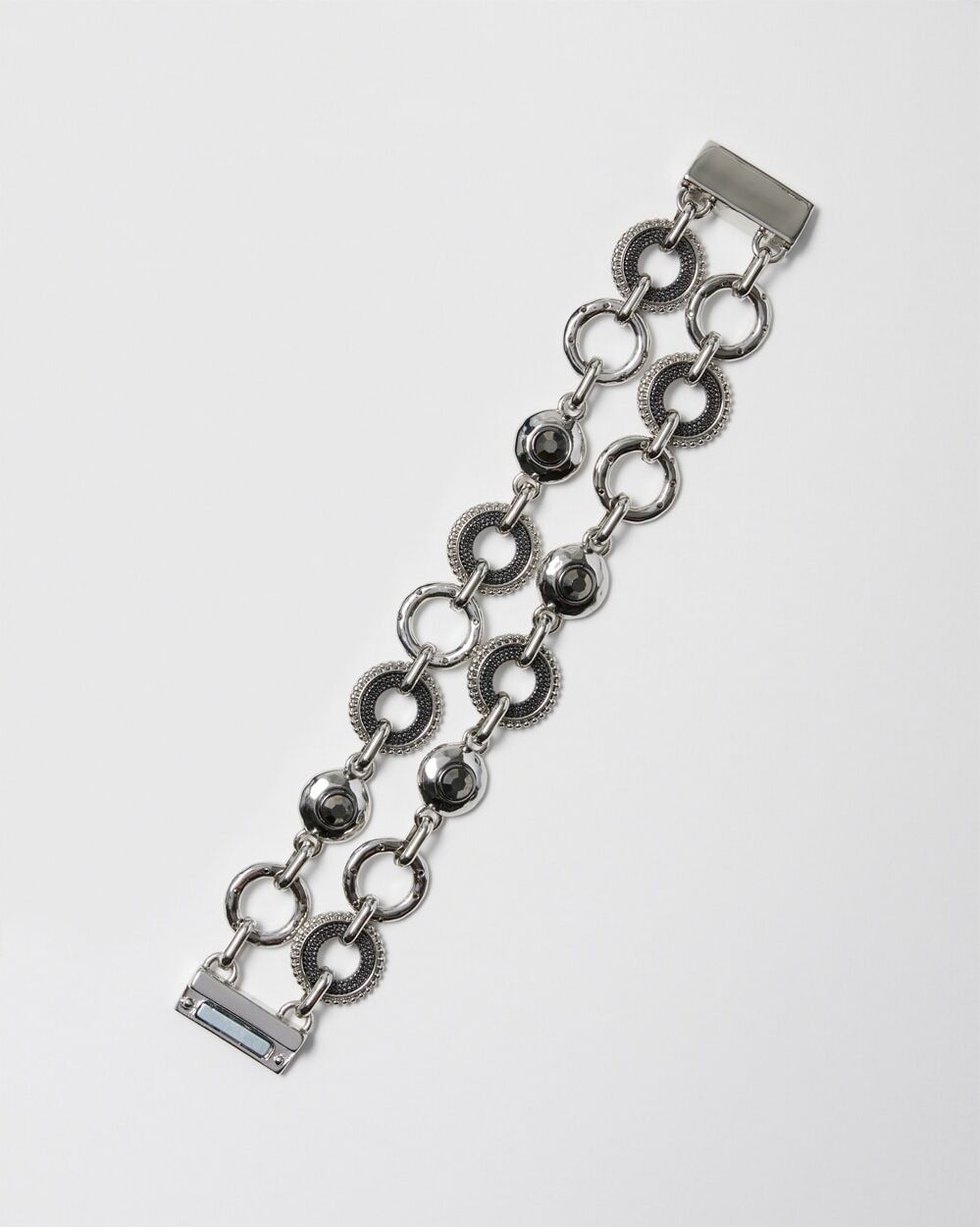 Chico's Off The Rack Women's Mesh Inserts Multistrand Magnetic Bracelet in Silver/Hematite   Chico's Outlet - Silver/Hematite - Women - Size: One Size