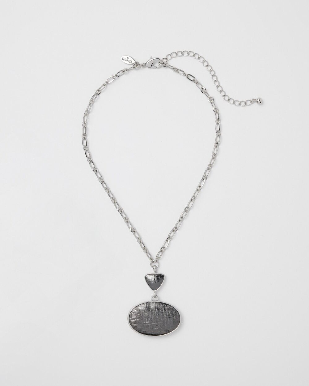 Chico's Off The Rack Women's Silvertone Faux Hematite Textured Reversible Pendant Necklace in Silver/Hematite   Chico's Outlet, Clearance Women's Clothing - Silver/Hematite - Women - Size: One Size