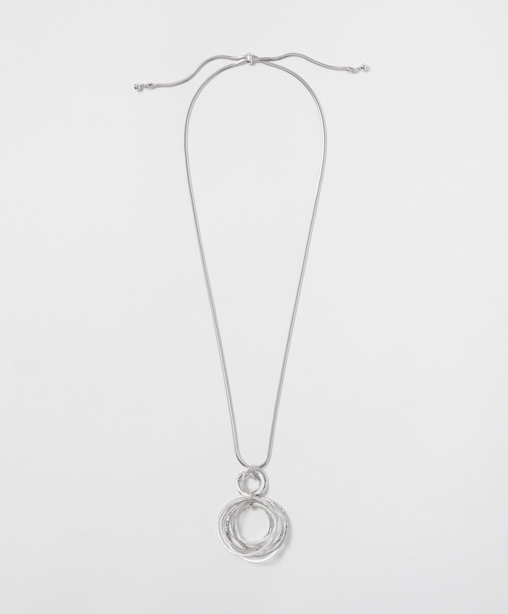 Chico's Off The Rack Women's Tonal Tone Wavy Rings Adjustable Pendant Necklace in Silver   Chico's Outlet - Silver - Women - Size: One Size