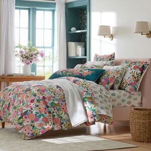 Garden Party Classic Cool Percale Duvet Cover - Green/Pink, Size Queen   The Company Store