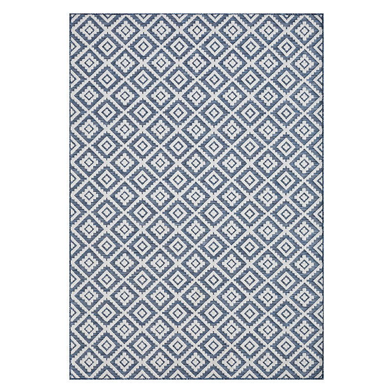 The Company Store Prue Gardens Indoor/Outdoor Rug - Blue, Size 2X8   The Company Store