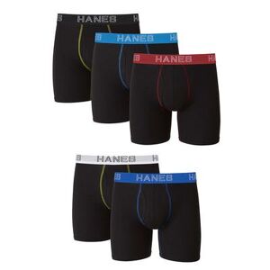 Hanes Men's Ultimate Core Stretch Boxer Brief 5-Pack (Size XL) Black, Cotton,Spandex