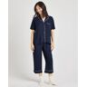 splendid Navy Blazer Notch Top & Crop Pant PJ Set