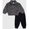 splendid Infant Boy Fuzzy Grey Half Zip Set