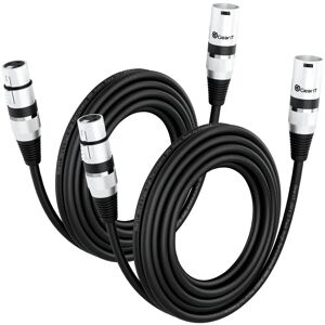 GearIT 2-Pack DMX Male to DMX Female Stage Lighting Cable (XLR Compatible), Black