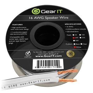 GearIT 16 Gauge Speaker Wire CCA - Copper Clad Aluminum - Home Theater, Car Speakers & More