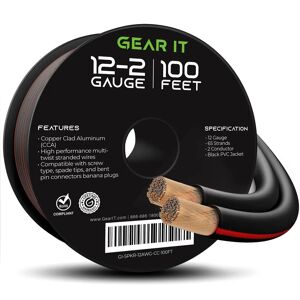 GearIT 12 Gauge Speaker Wire CCA - Copper Clad Aluminum - Home Theater, Car Speakers & More