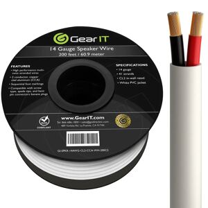 GearIT 14/2 Audio Speaker Wire 14 Gauge CCA - CL2 Rated for In Wall Installation