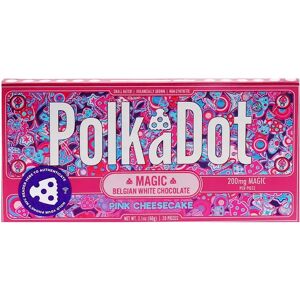 Olofly Pink Cheesecake PolkaDot Magic Mushroom Belgian White Chocolate 200mg Magic Per Piece
