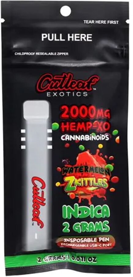 Olofly Watermelon Zkittlez Indica Cutleaf Exotics Hemp-XO (THC-O) Vape 2G