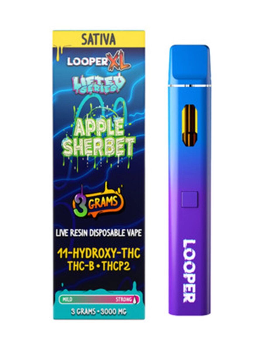 Olofly Apple Sherbet Looper XL Lifted Series 11-Hydroxy-THC+ THC-B+THCP2 Live Resin Disposable Vape 3G
