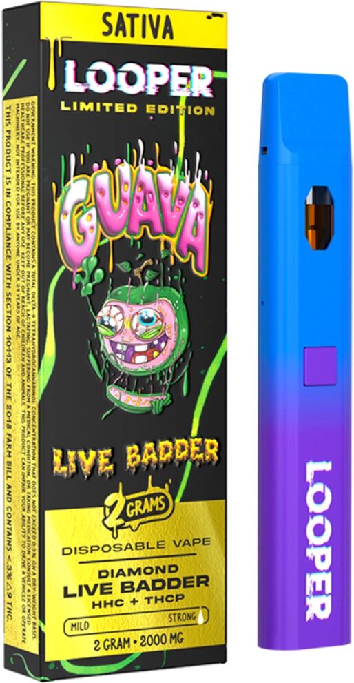 Olofly Guava Looper Limited Edition Diamond Live Badder HHC+THC-P Disposable Vape 2G