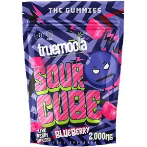 Olofly Blueberry Truemoola Sour Cube Live Resin Infused THC Gummies 2000MG
