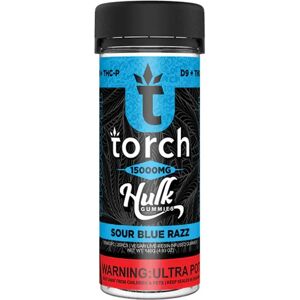 Olofly Sour Blue Razz Torch Live Resin D9 + THCP Hulk Gummies 15000MG