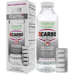Olofly Cran-Raspberry Herbal Clean QCarbo20 Same-Day Detox Drink 20 fl oz + 5 Tablets