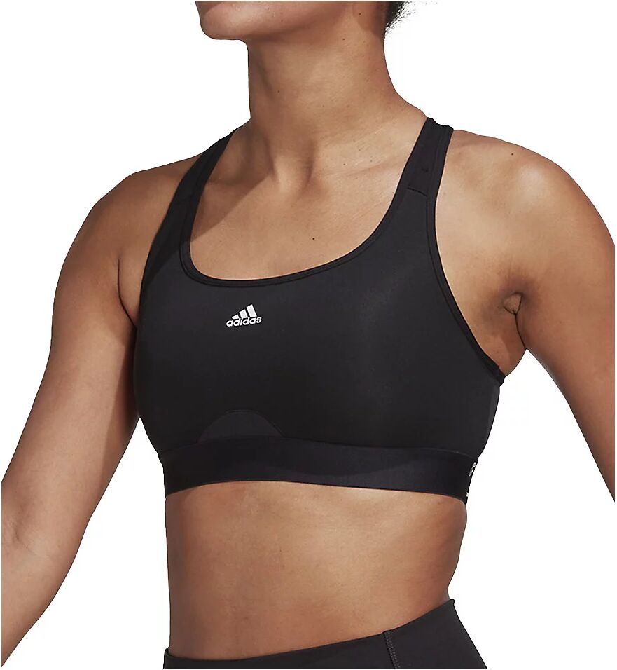 Adidas Women's PowerReact Training Medium Support Sports Bra in Black (HC7489)   Size Large (D/DD)   HerRoom.com