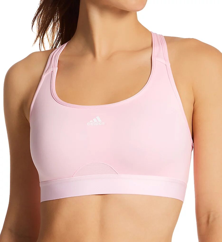 Adidas Women's PowerReact Training Medium Support Sports Bra in Clear Pink (HC7489)   Size Large (D/DD)   HerRoom.com