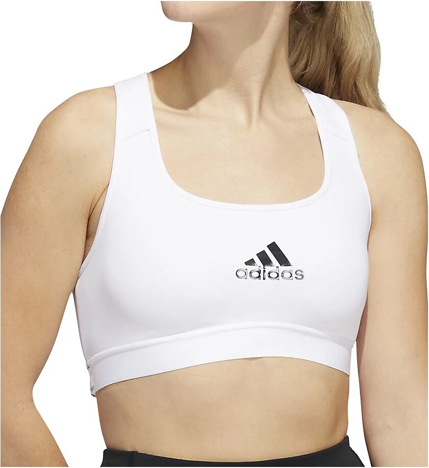 Adidas Women's Powerreact Training II Medium Support Sports Bra in White (HE9068)   Size Large (D/DD)   HerRoom.com