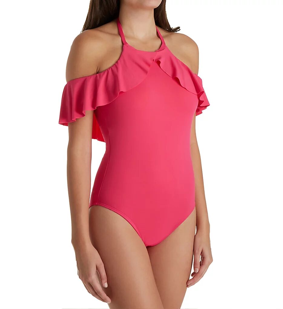 La Blanca Women's Island Goddess Off The Shoulder One Piece Swimsuit in Pink (LB8LA27)   Size 4   HerRoom.com