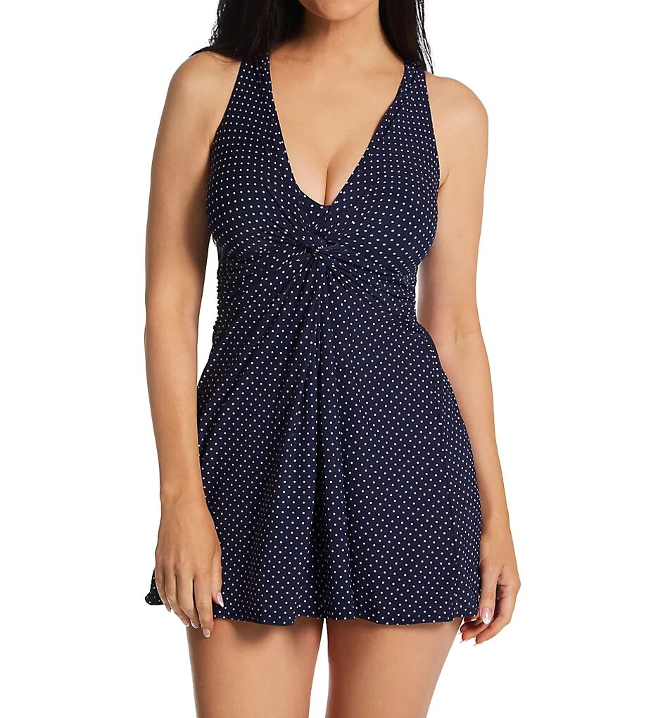 Miraclesuit Women's Pin Point Marais Wireless One Piece Swim Dress in Midnight (6518535)   Size 14   HerRoom.com