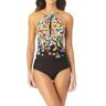 Anne Cole Women's Flower Field Print Key Hole High Neck Swimsuit (MO06469)   Size 6   HerRoom.com